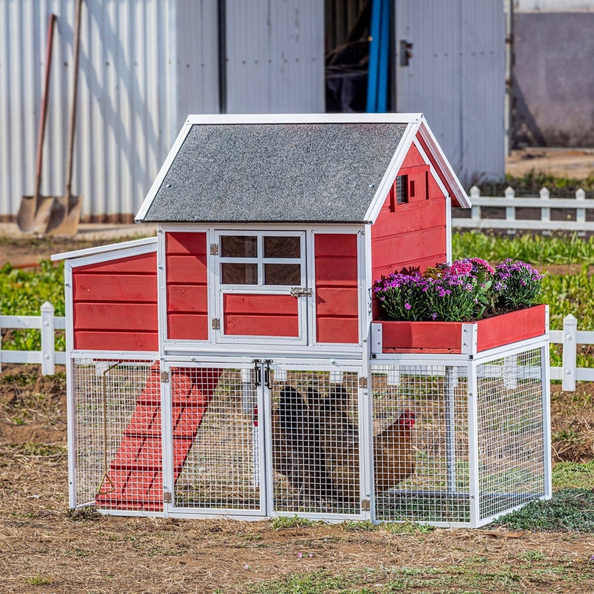 Elevated Chicken Coop with Planter Box and Secure Run - HomeDude OakElevated Chicken Coop with Planter Box and Secure RunShelterHomeDude Oak