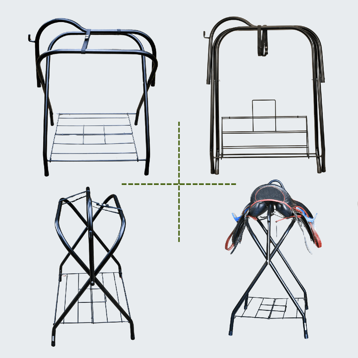 Foldable Horse Saddle Rack  Heavy - Duty Steel | Built - In Shelf | No Assembly - HomeDudeFoldable Horse Saddle Rack  Heavy - Duty Steel | Built - In Shelf | No AssemblyHorse Tack AccessoriesHomeDude