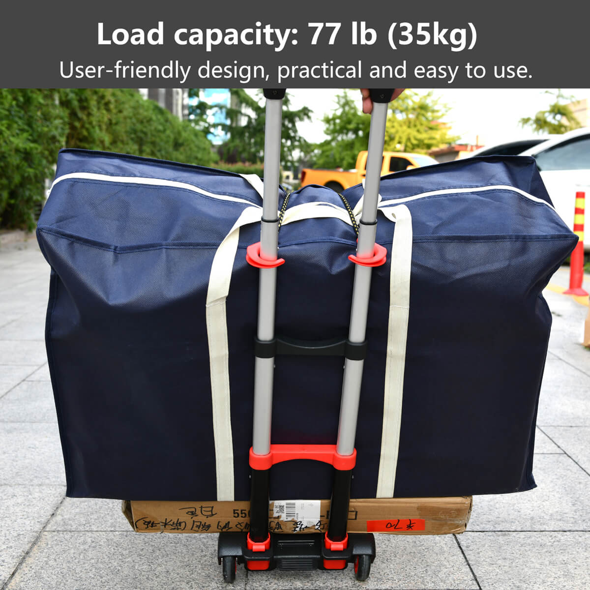Foldable Luggage Cart Aviation Aluminum | 2 - Wheel Trolley 35kg Load | Compact & Travel Ready - HomeDudeFoldable Luggage Cart Aviation Aluminum | 2 - Wheel Trolley 35kg Load | Compact & Travel ReadyLuggage CartHomeDude