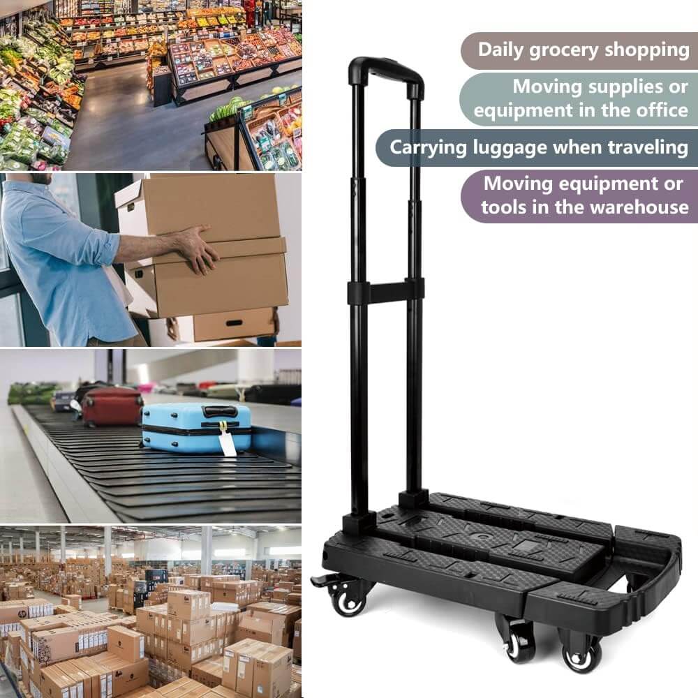 Folding Luggage Cart | 227kg Load Capacity, 6x5cm Wheels, Heavy Duty Hand Truck (HT0061) - HomeDudeFolding Luggage Cart | 227kg Load Capacity, 6x5cm Wheels, Heavy Duty Hand Truck (HT0061)Luggage Cart - 6 wheelsHomeDude