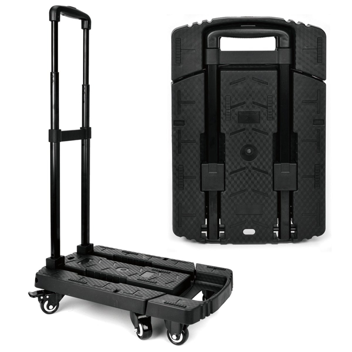 Folding Luggage Cart, 227kgs Heavy Duty with 6x5cm Wheels Hand Truck, Dolly Cart, Ideal for Travel, Moving, Shopping, and Package Delivery in Offices and More (HT0061) - HomeDudeFolding Luggage Cart, 227kgs Heavy Duty with 6x5cm Wheels Hand Truck, Dolly Cart, Ideal for Travel, Moving, Shopping, and Package Delivery in Offices and More (HT0061)Luggage Cart - 6 wheelsHomeDude