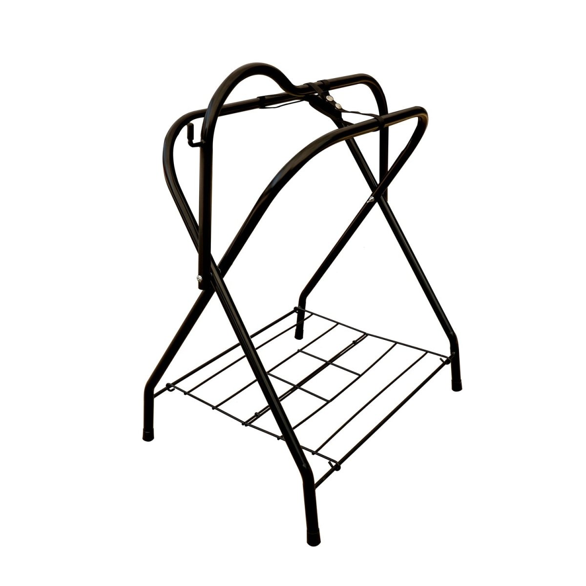 Folding Saddle Rack - with Wire Shelf & Bridle Hook - HomeDude OakFolding Saddle Rack - with Wire Shelf & Bridle HookHorse Tack AccessoriesHomeDude Oak