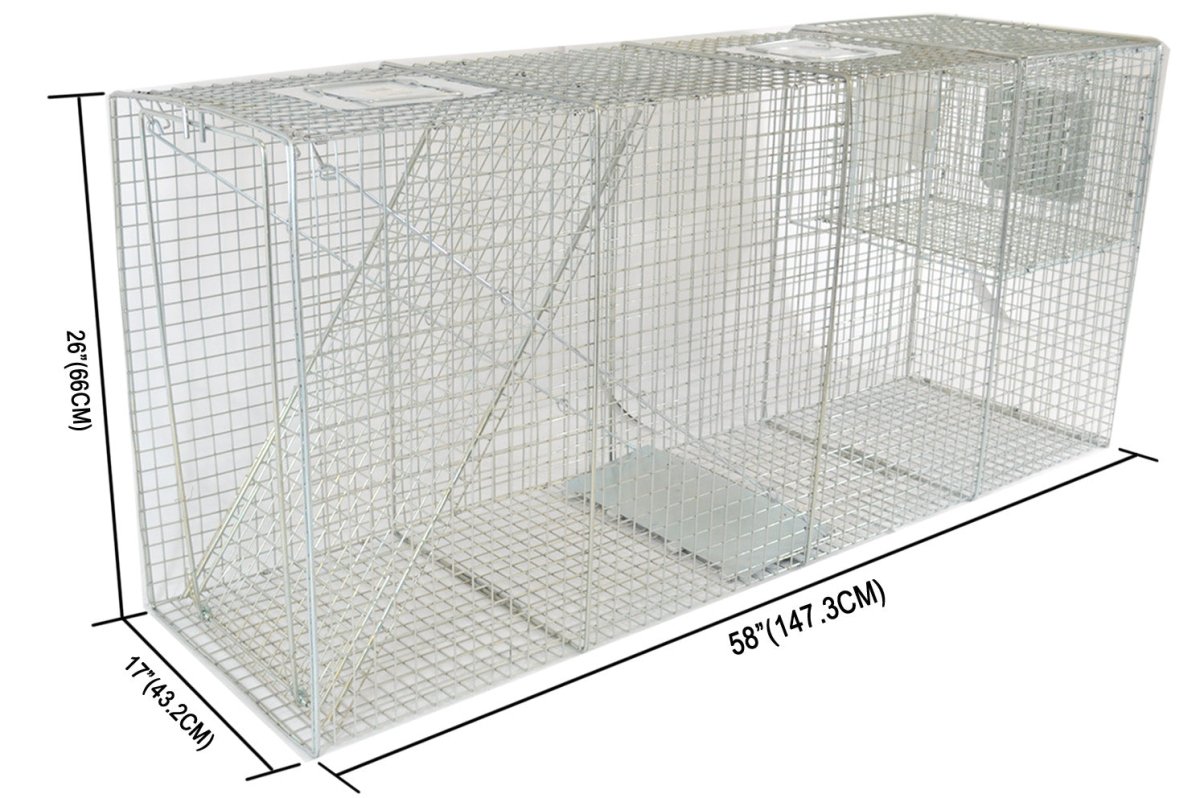 Heavy Duty Catch & Release Animal Trap - 58" x 17" x 26" (147.3 x 43.2 x 66 cm) - HomeDude OakHeavy Duty Catch & Release Animal Trap - 58" x 17" x 26" (147.3 x 43.2 x 66 cm)CATCH & RELEASE ANIMAL TRAPHomeDude Oak