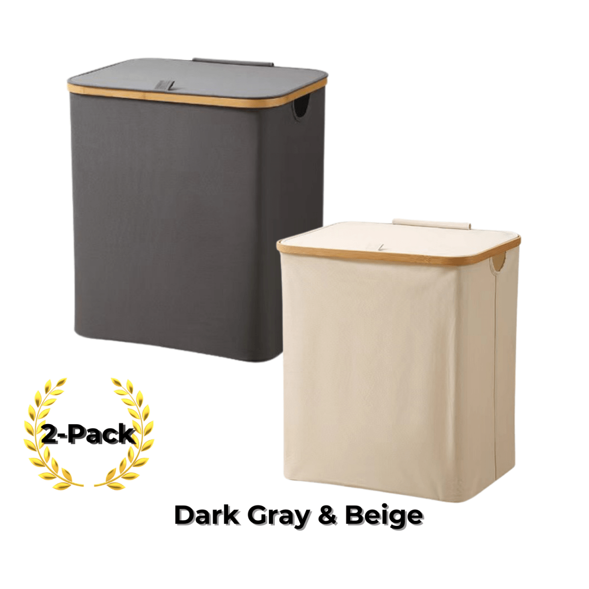 HomeDude 2 - Pack 77L Laundry Hamper with Lid, Foldable Clothes Basket with Handles, Waterproof & Collapsible Storage Bin for Bathroom, Laundry Room, etc. Large Capacity 154L Total (Dark Gray & Beige) - HomeDude OakHomeDude 2 - Pack 77L Laundry Hamper with Lid, Foldable Clothes Basket with Handles, Waterproof & Collapsible Storage Bin for Bathroom, Laundry Room, etc. Large Capacity 154L Total (Dark Gray & Beige)Laundry HampersHomeDude Oak