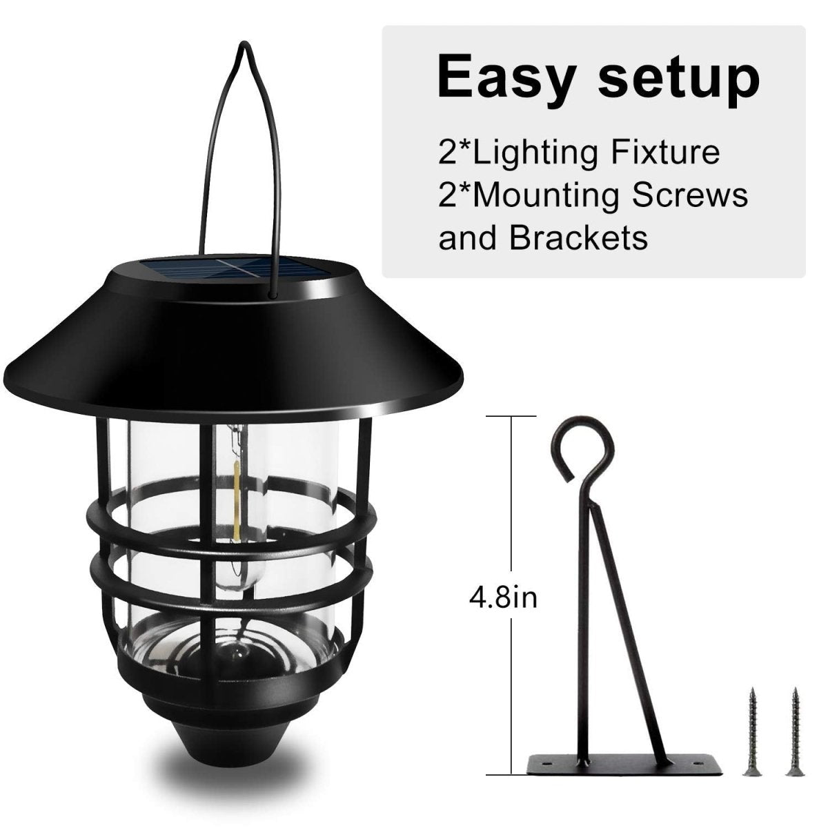 HomeDude 2 - Pack Solar Lanterns Outdoor Waterproof – Retro Hanging Solar Wall Lights with Clear Glass & Metal Frame, Warm White LED for Fence, Porch, Deck, Patio & Garden Décor - HomeDude OakHomeDude 2 - Pack Solar Lanterns Outdoor Waterproof – Retro Hanging Solar Wall Lights with Clear Glass & Metal Frame, Warm White LED for Fence, Porch, Deck, Patio & Garden DécorGarden LampHomeDude Oak