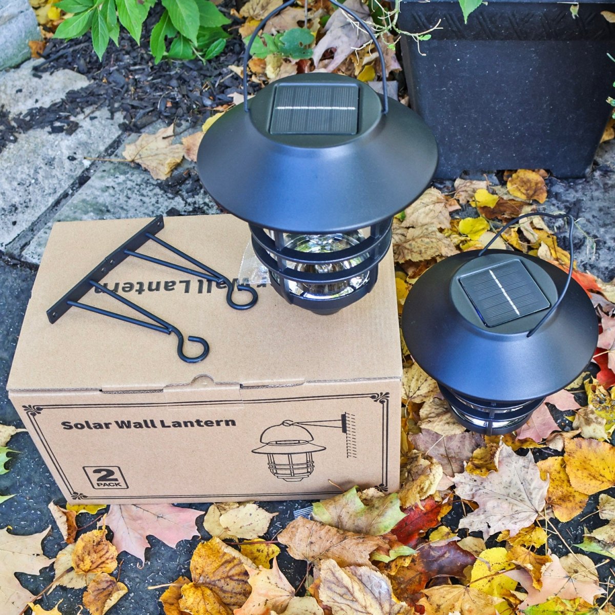 HomeDude 2 - Pack Solar Lanterns Outdoor Waterproof – Retro Hanging Solar Wall Lights with Clear Glass & Metal Frame, Warm White LED for Fence, Porch, Deck, Patio & Garden Décor - HomeDude OakHomeDude 2 - Pack Solar Lanterns Outdoor Waterproof – Retro Hanging Solar Wall Lights with Clear Glass & Metal Frame, Warm White LED for Fence, Porch, Deck, Patio & Garden DécorGarden LampHomeDude Oak