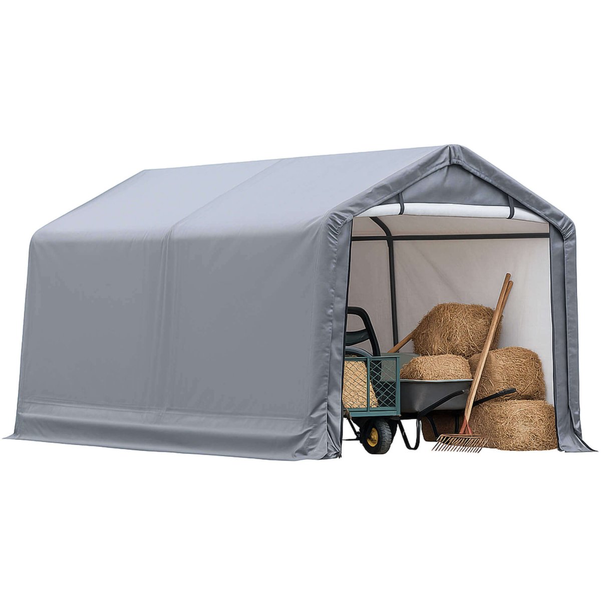 HomeDude 8x14x7 - ft Heavy - Duty Outdoor Storage Shelter – Waterproof UV - Resistant 195g Tarpaulin Cover, Steel Frame, Roll - Up Door, Ideal for Lawn Mowers, Tractors, Farm & Equipment Storage – Model 103 - 0814 - HomeDudeHomeDude 8x14x7 - ft Heavy - Duty Outdoor Storage Shelter – Waterproof UV - Resistant 195g Tarpaulin Cover, Steel Frame, Roll - Up Door, Ideal for Lawn Mowers, Tractors, Farm & Equipment Storage – Model 103 - 0814Storage ShedHomeDude