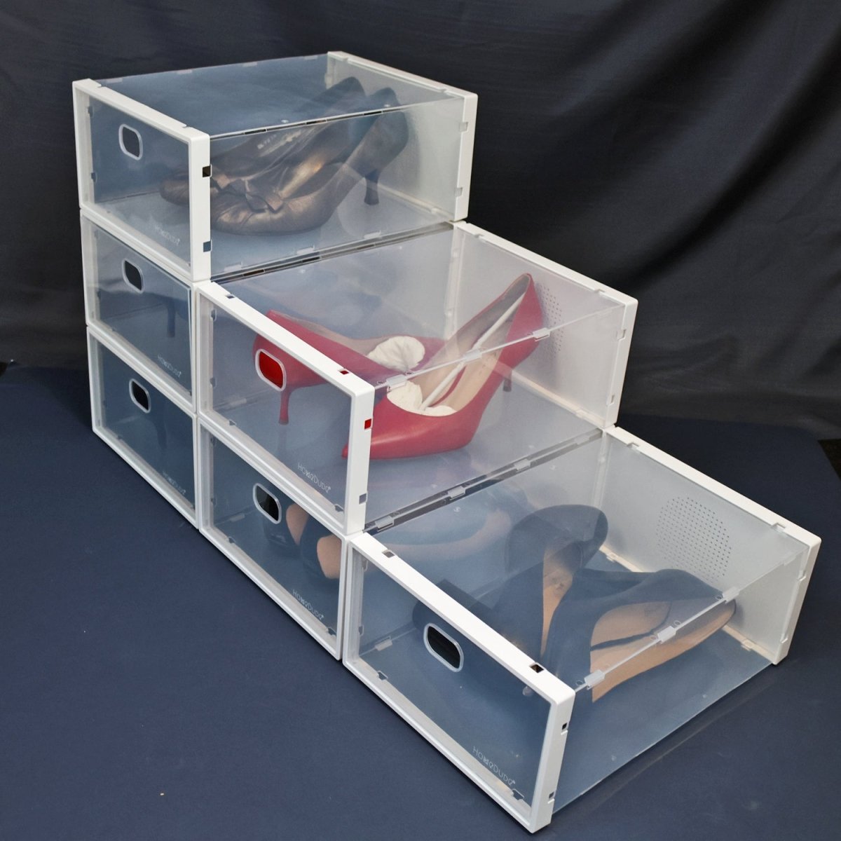 HomeDude Clear Shoe Storage Box Set, Stackable Drop - Front Organizer for Women’s & Kids’ Shoes, Transparent PVC Dustproof Design, Easy Access Shoe Container for Closet & Entryway (Pack of 6) - HomeDude OakHomeDude Clear Shoe Storage Box Set, Stackable Drop - Front Organizer for Women’s & Kids’ Shoes, Transparent PVC Dustproof Design, Easy Access Shoe Container for Closet & Entryway (Pack of 6)Shoe Box - PVCHomeDude Oak