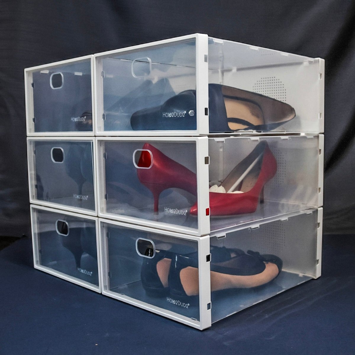 HomeDude Clear Shoe Storage Box Set, Stackable Drop - Front Organizer for Women’s & Kids’ Shoes, Transparent PVC Dustproof Design, Easy Access Shoe Container for Closet & Entryway (Pack of 6) - HomeDude OakHomeDude Clear Shoe Storage Box Set, Stackable Drop - Front Organizer for Women’s & Kids’ Shoes, Transparent PVC Dustproof Design, Easy Access Shoe Container for Closet & Entryway (Pack of 6)Shoe Box - PVCHomeDude Oak
