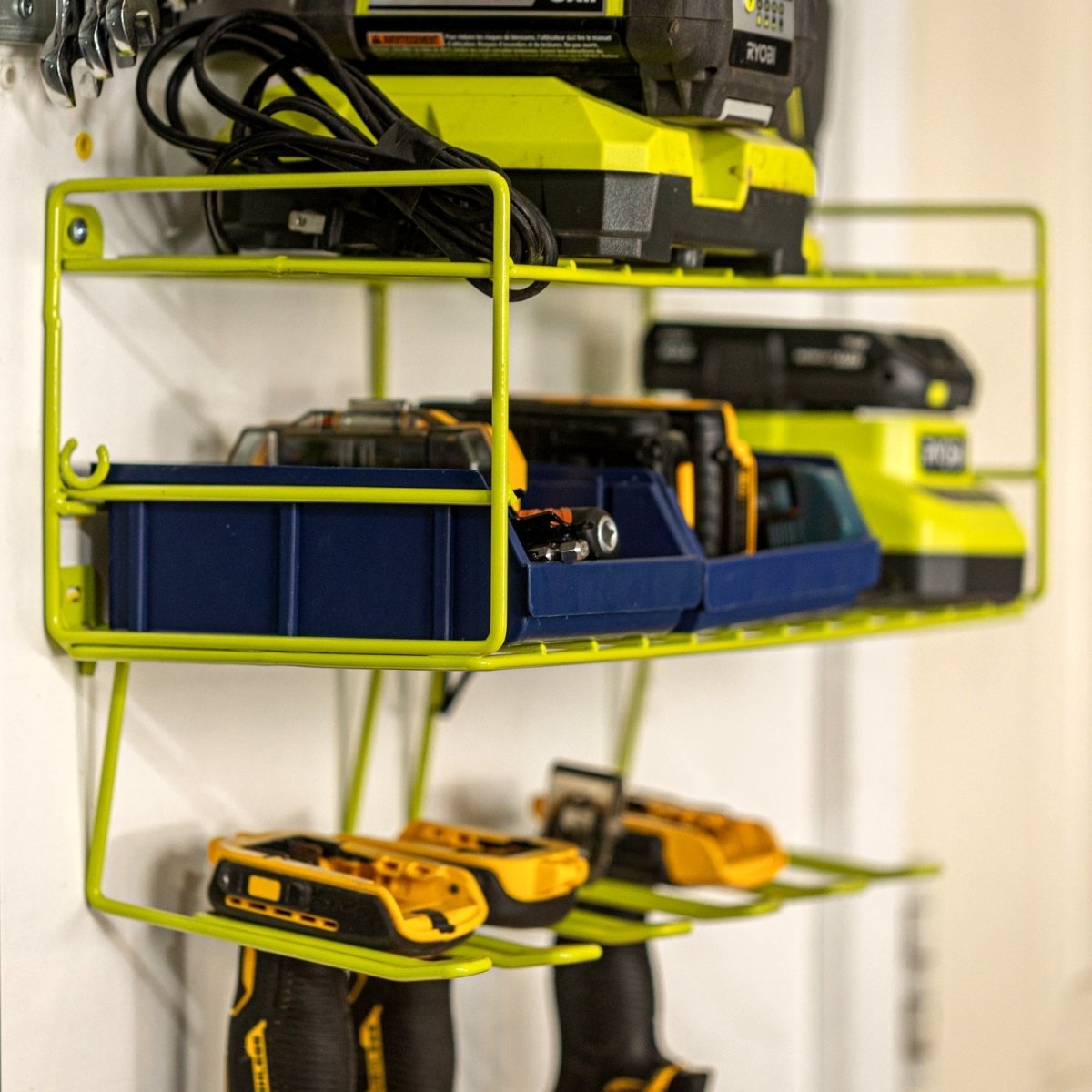 Power Tool Organizer – 3 - Tier Wall Rack with Adjustable Drill Holder - HomeDude OakPower Tool Organizer – 3 - Tier Wall Rack with Adjustable Drill HolderPower tools organizerHomeDude Oak