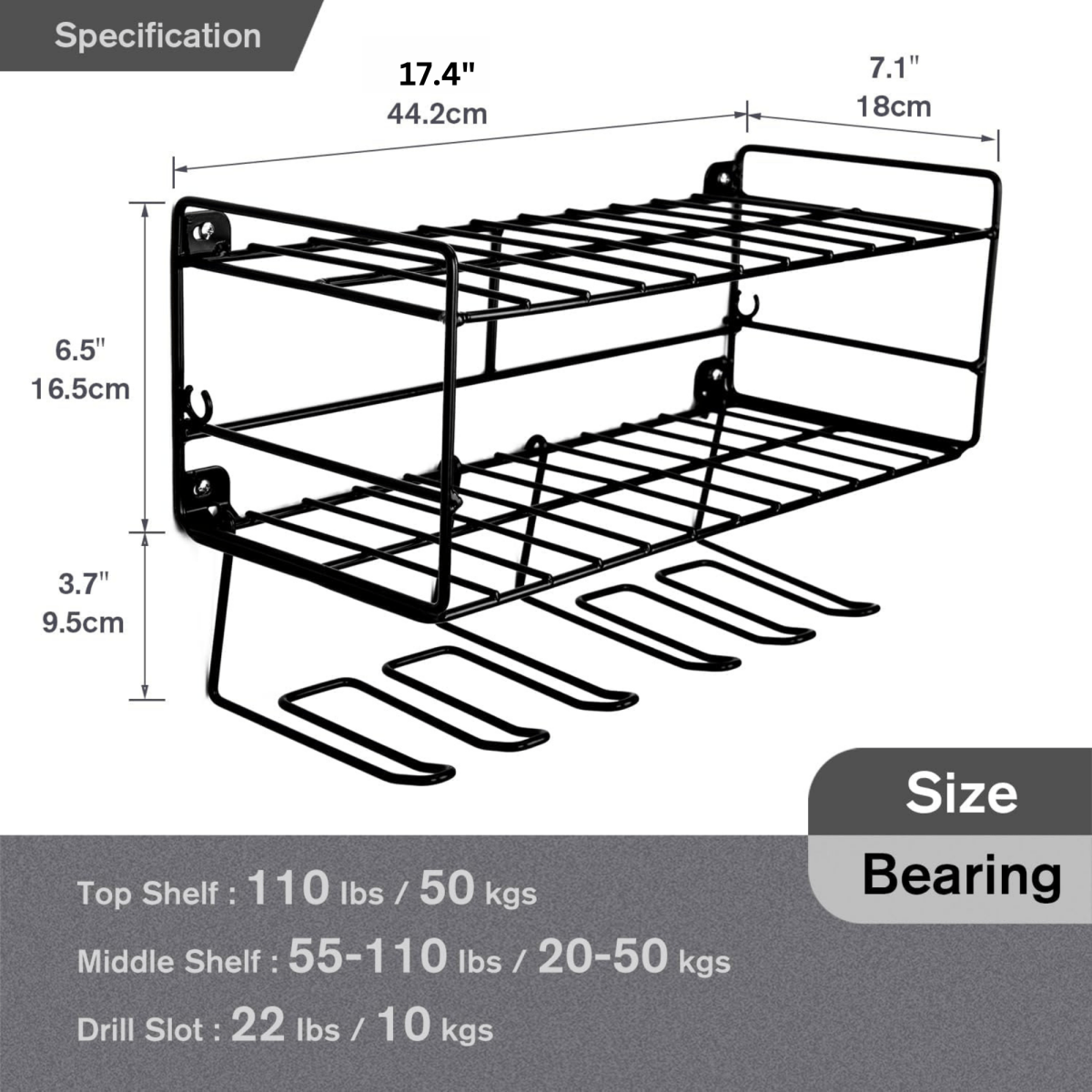 Power Tool Organizer – 3 - Tier Wall Rack with Adjustable Drill Holder - HomeDudePower Tool Organizer – 3 - Tier Wall Rack with Adjustable Drill HolderPower tools organizerHomeDude