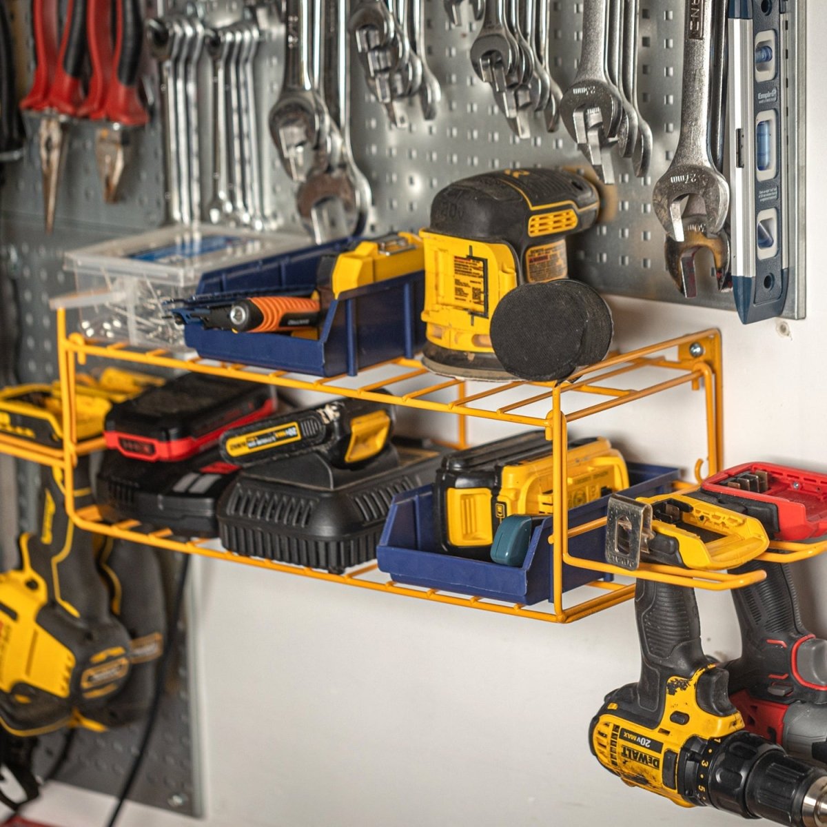 Power Tool Organizer – 3 - Tier Wall Rack with Adjustable Drill Holder - HomeDude OakPower Tool Organizer – 3 - Tier Wall Rack with Adjustable Drill HolderPower tools organizerHomeDude Oak